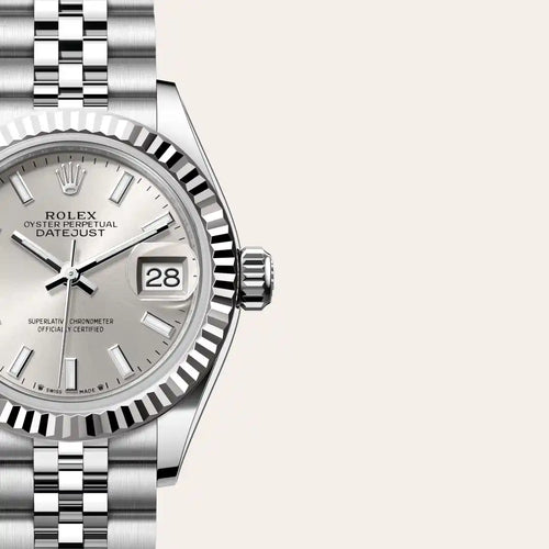 Rolex Lady-Datejust in White Rolesor - combination of Oystersteel and white gold with a Silver dial, Fluted bezel, Jubilee, five-piece links bracelet