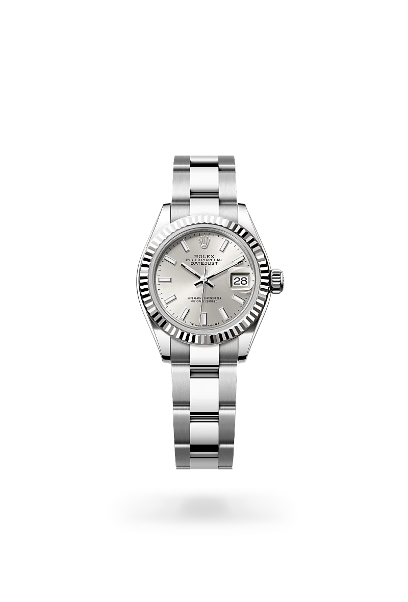 Rolex Lady-Datejust in White Rolesor - combination of Oystersteel and white gold with a Silver dial, Fluted bezel, Oyster, three-piece solid links bracelet