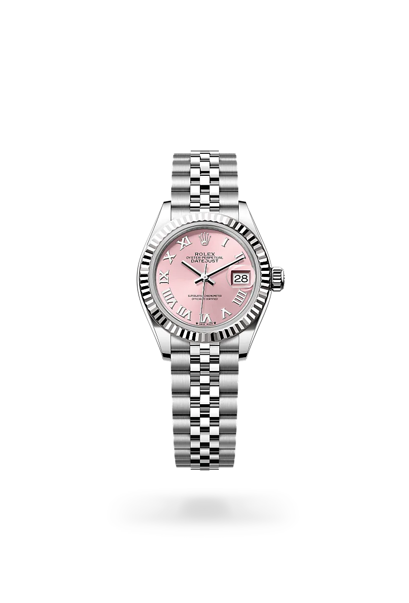 Rolex Lady-Datejust in White Rolesor - combination of Oystersteel and white gold with a Pink dial, Fluted bezel, Jubilee, five-piece links bracelet