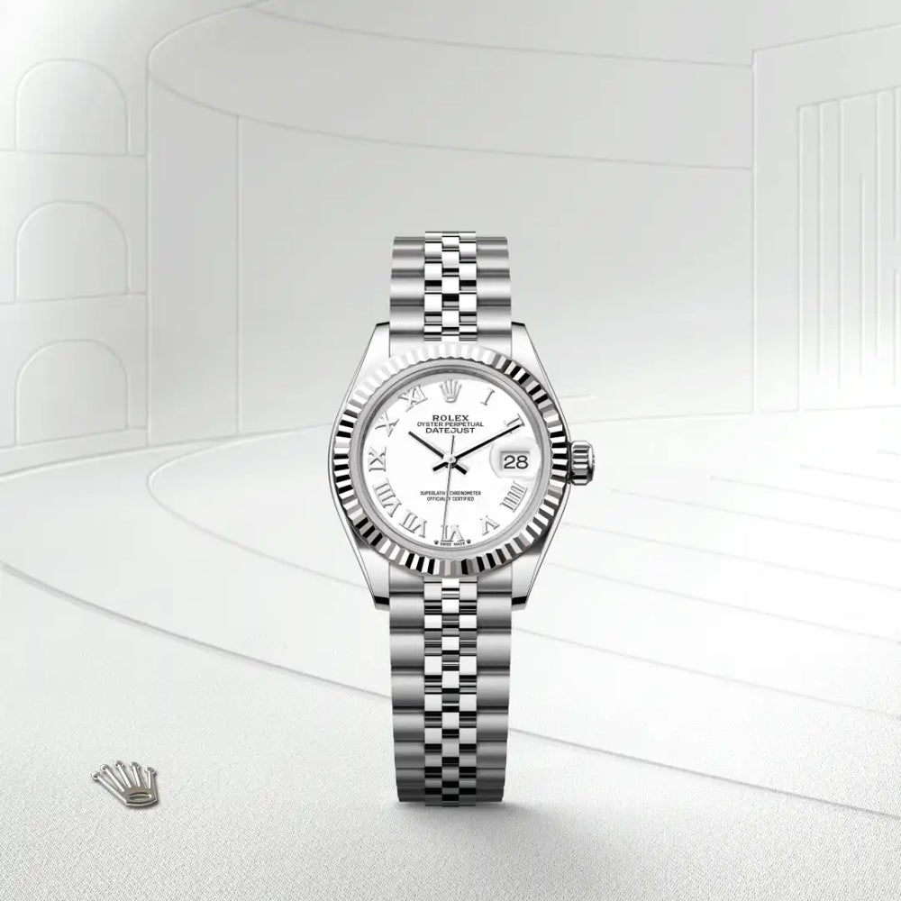 Rolex Lady-Datejust in White Rolesor - combination of Oystersteel and white gold with a White dial, Fluted bezel, Jubilee, five-piece links bracelet