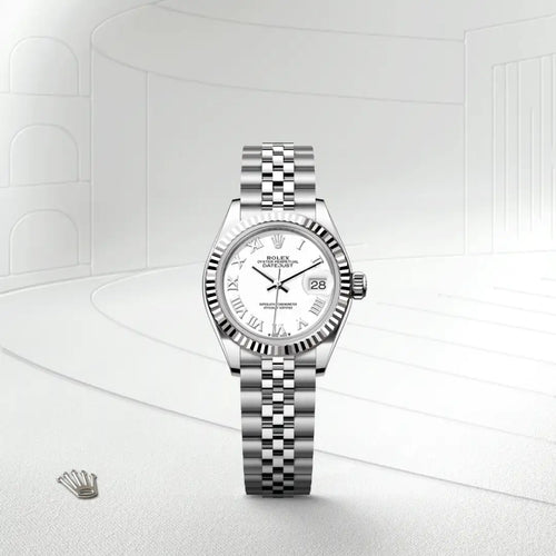 Rolex Lady-Datejust in White Rolesor - combination of Oystersteel and white gold with a White dial, Fluted bezel, Jubilee, five-piece links bracelet