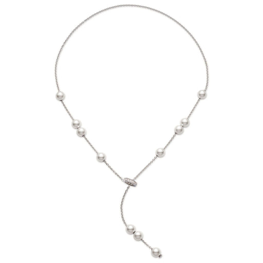 Mikimoto Pearls in Motion Akoya Cultured Pearl & Diamond Lariat Necklace in 18ct White Gold - PPL351DW11 Necklace Mikimoto   