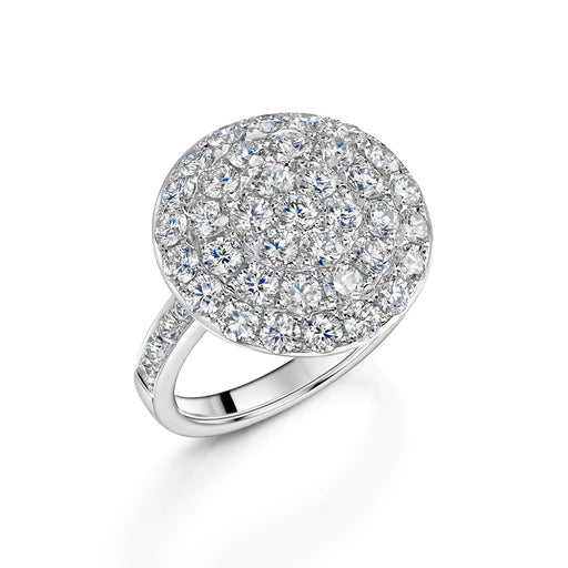 Platinum Pavé Set Brilliant-Cut Diamond Domed Cluster Ring 2.24ct Ring Michael Spiers   