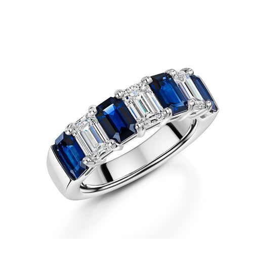 Michael Spiers Platinum Emerald-Cut Sapphire & Diamond Half Eternity Ring 3.82ct Ring Michael Spiers   