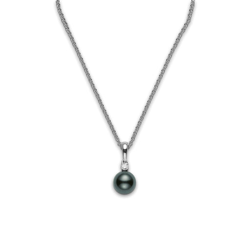 Mikimoto Classic A+ Grade Black South Sea Pearl & Diamond Necklace in 18ct White Gold Necklace Mikimoto 8mm  