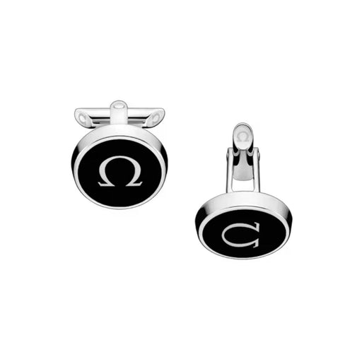 OMEGAMANIA Cufflinks in Steel & Black Lacquer C91STA0206105 Cufflinks & Accessories Omega   