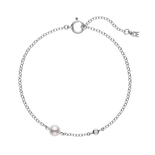 Mikimoto Classic Akoya Cultured Pearl & Diamond Chain Bracelet in 18ct White Gold - PD275DW Bracelet Mikimoto   