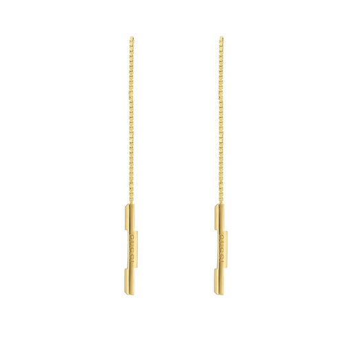 Gucci Link To Love 18ct Yellow Gold Chain Earrings With 'Gucci' Bar Earrings YBD662115001 Earrings Gucci   