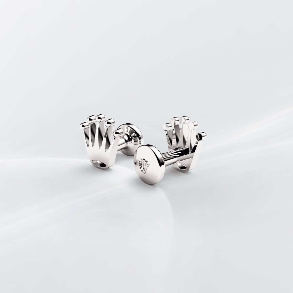 Rolex Crown cufflinks in 18 ct white gold, a1019 at Michael Spiers
