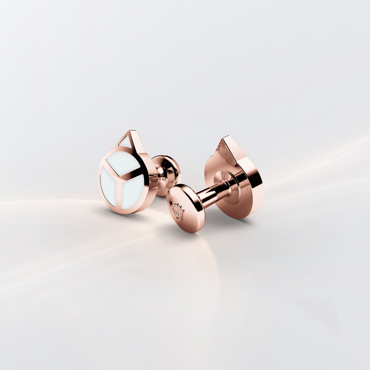 Rolex Hand cufflinks in 18 ct Everose gold, a1025 at Michael Spiers