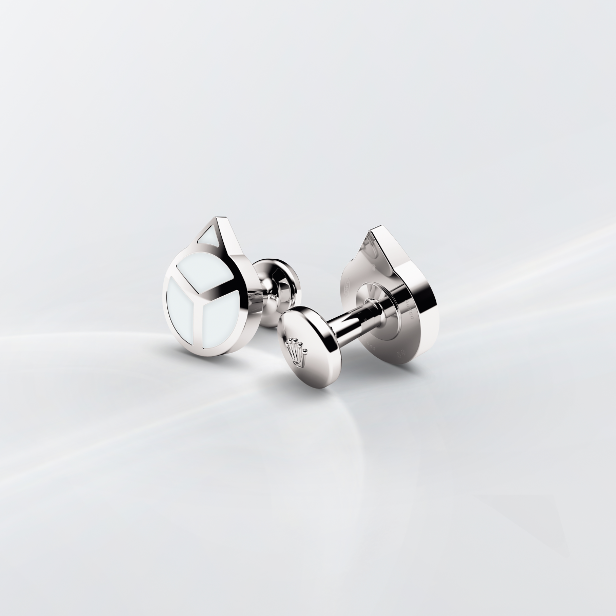 Rolex Hand cufflinks in 18 ct white gold, a1029 at Michael Spiers