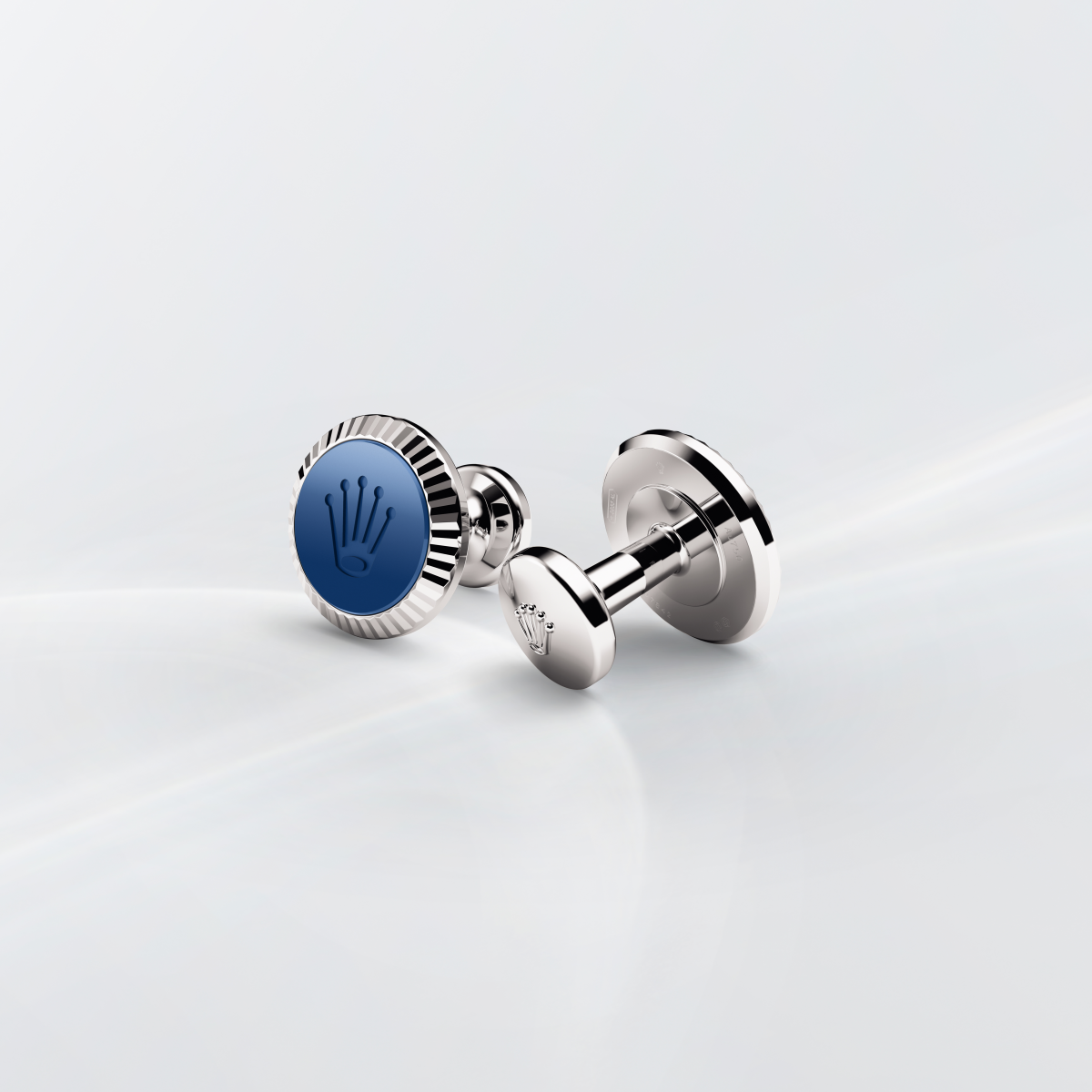 Rolex Fluted cufflinks in 18 ct white gold, a1039 at Michael Spiers
