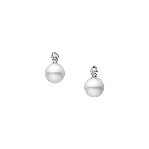 Mikimoto Classic Akoya Cultured Pearl & Diamond Earrings in 18ct White Gold - PE1750DW Earrings Mikimoto   