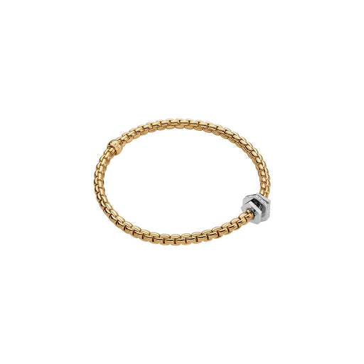 FOPE Eka Flex'it 18ct Yellow & White Gold Bracelet With Three Diamond Rondels 754B-BBRM