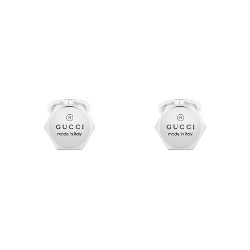 Gucci Trademark Silver Hexagonal Cufflinks YBE779163001 Cufflinks & Accessories Gucci   