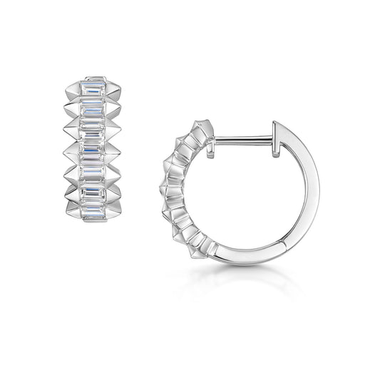 18ct White Gold Baguette-Cut Diamond Hoop Earrings 0.90ct Earrings Michael Spiers   