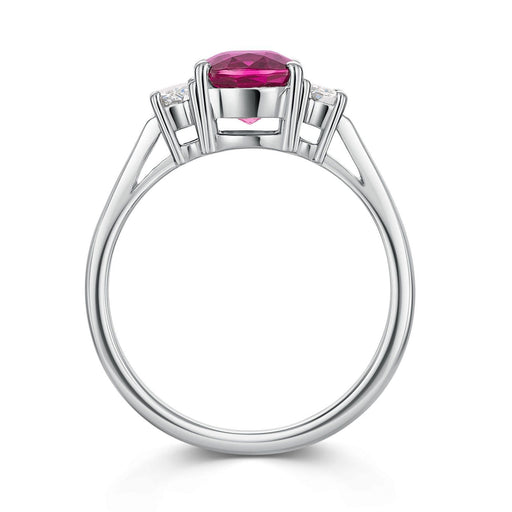 Platinum Oval-Cut Ruby & Cadillac-Cut Diamond Three Stone Ring 2.52ct Ring Michael Spiers   