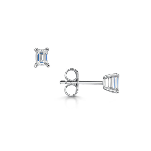 18ct White Gold Emerald-Cut F/G VS Diamond Solitaire Earrings 0.50ct Earrings Michael Spiers   