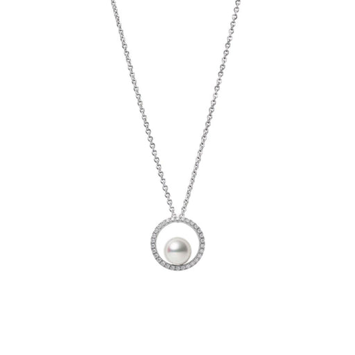 Mikimoto Circle Akoya Cultured Pearl & Diamond Necklace in 18ct White Gold - PPA5501DW Necklace Mikimoto   