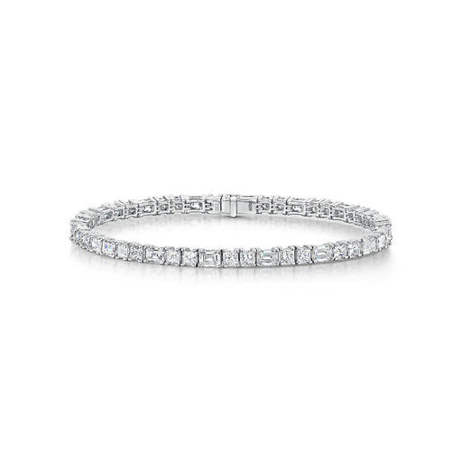 Michael Spiers 18ct White Gold Emerald & Princess-Cut Diamond Line Bracelet - 9.71ct