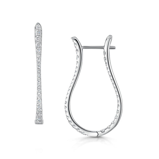 18ct White Gold Brilliant-Cut Diamond Long Hoop Earrings 0.96ct Earrings Michael Spiers   