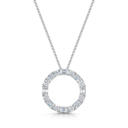 Michael Spiers 18ct White Gold Emerald & Brilliant-Cut Diamond Polo Necklace 2.80ct Necklace Michael Spiers   