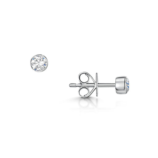 Michael Spiers 18ct White Gold Brilliant-Cut Rub-Over F/G Si Diamond Solitaire Earrings 0.40ct Earrings Michael Spiers   