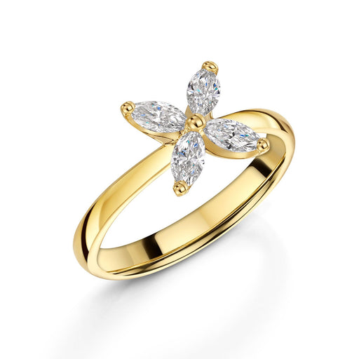Michael Spiers 18ct Yellow Gold Marquise-Cut Diamond Flower Ring 0.50ct Ring Michael Spiers   