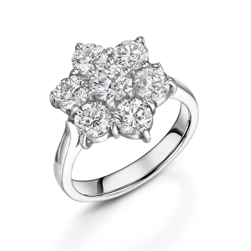 Platinum Brilliant-Cut Diamond Daisy Cluster Ring 3.12ct Ring Michael Spiers   