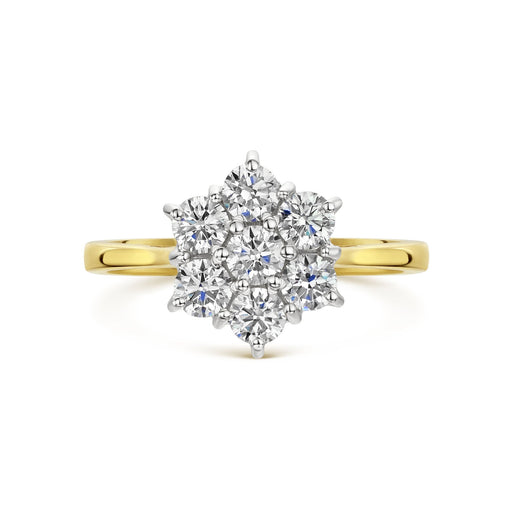 18ct Yellow & White Gold Brilliant-Cut Diamond Daisy Cluster Ring 1.00ct Ring Michael Spiers   
