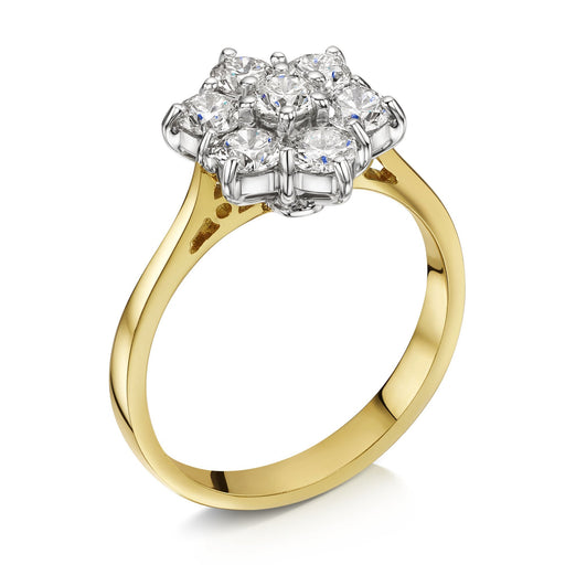18ct Yellow & White Gold Brilliant-Cut Diamond Daisy Cluster Ring 1.00ct Ring Michael Spiers   