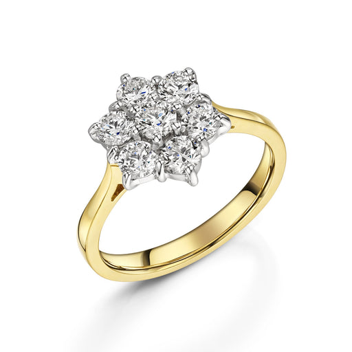 18ct Yellow & White Gold Brilliant-Cut Diamond Daisy Cluster Ring 1.00ct Ring Michael Spiers   