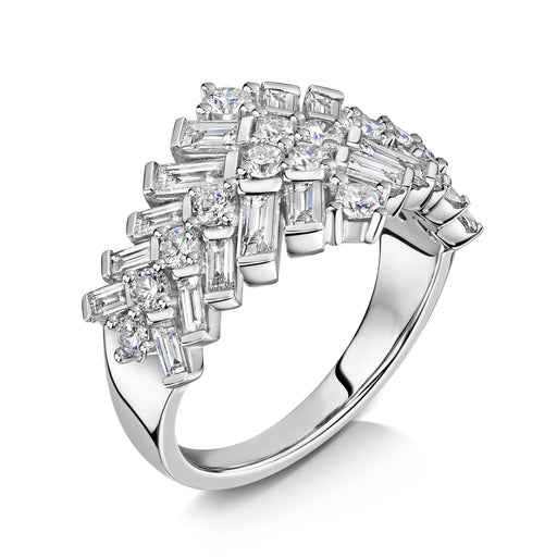 18ct White Gold Brilliant & Baguette-Cut Diamond Jazz Dress Ring 1.83ct Ring Michael Spiers   