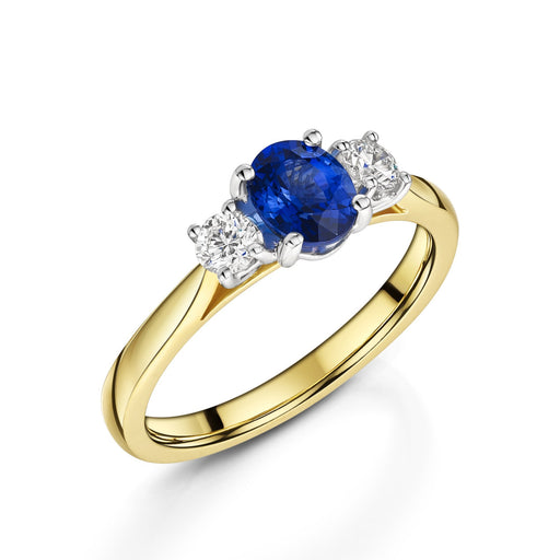 Michael Spiers 18ct Yellow & White Gold Oval-Cut Sapphire & Brilliant-Cut Diamond Three Stone Ring Ring Michael Spiers   