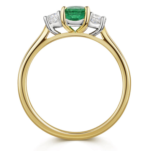 18ct Yellow & White Gold Oval-Cut Emerald & Brilliant-Cut Diamond Three Stone Ring 1.03ct Ring Michael Spiers   