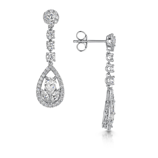 Michael Spiers 18ct White Gold Brilliant, Marquise & Pear-Cut Diamond Drop Earrings 2.38ct Earrings Michael Spiers   