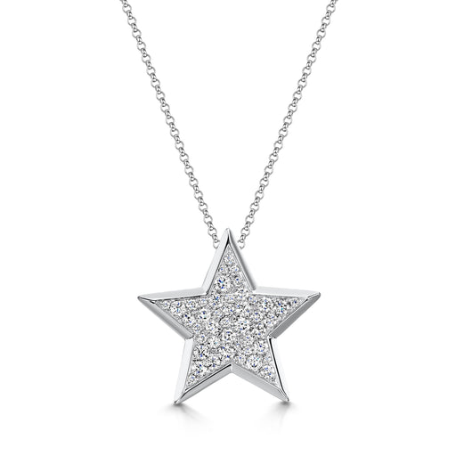 Michael Spiers Stars Collection 18ct White Gold Large Diamond Star Pendant - .72ct Necklace Michael Spiers   