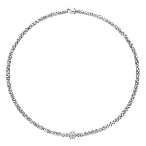 Fope Solo 18ct White Gold Diamond Necklace 634C-Pave Necklace Fope   