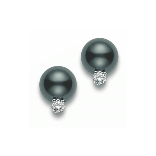 Mikimoto Black South Sea Pearl & Diamond Earrings PES802BDW Earrings Mikimoto   