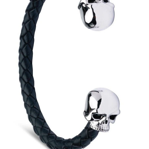 Deakin & Francis Leather Bangle With Sterling Silver Skull Head Ends - G06470001 Bangle Deakin & Francis   