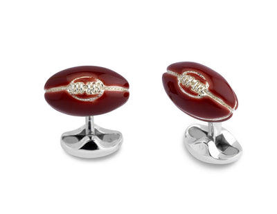 Deakin & Francis Sterling Silver Enamelled Rugby Ball Cufflinks - C1522S21