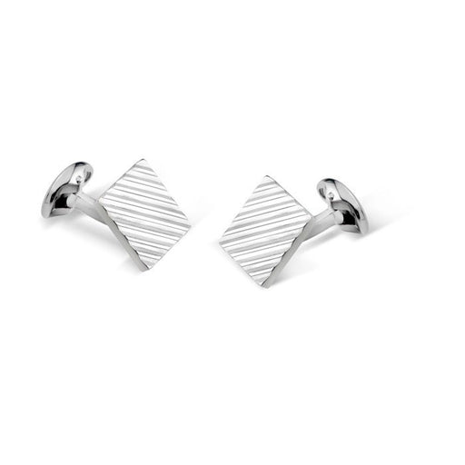Deakin & Francis Sterling Silver Engine Turned Square Cufflinks - C0791X0001