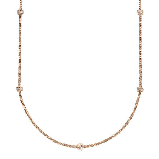 Fope Flex it Prima 18ct Rose Gold Necklet with 18ct White Gold Plain And  Diamond Pave Set Rondels - Fope - Designer