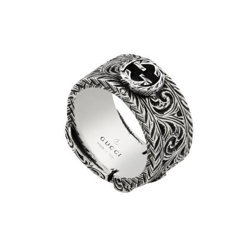 Gucci Garden Interlocking G Silver Ring Size 17 YBC600138001 Ring Gucci   