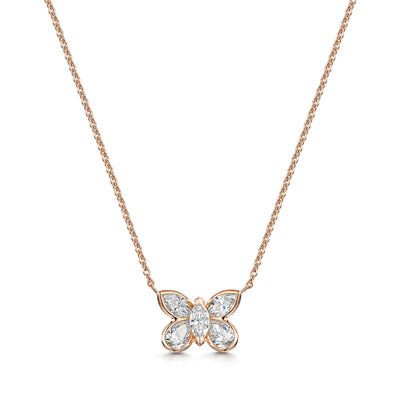 Hans D. Krieger 18ct Rose Gold Diamond Butterfly Necklace