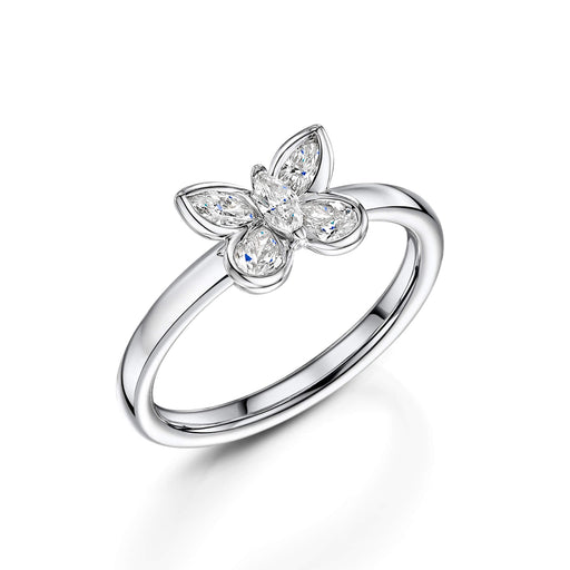 Hans D. Krieger 18ct White Gold Diamond Butterfly Ring Ring Hans Krieger   