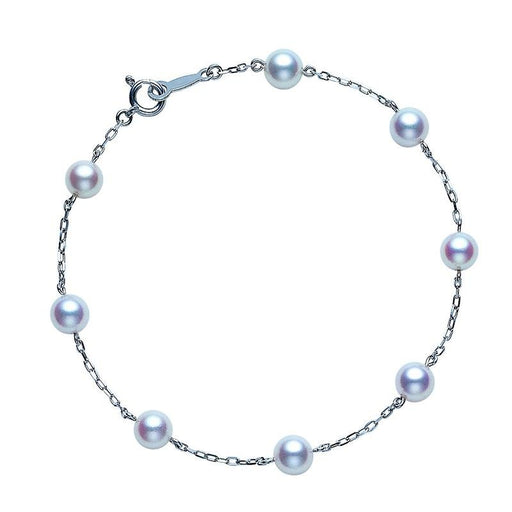Mikimoto 5mm Pearl Chain Bracelet In 18ct White Gold PD129W