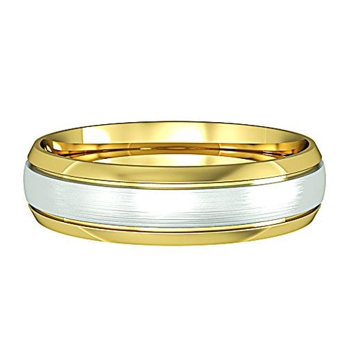 18ct Yellow Gold Court Style Wedding Ring With A Satin 18ct White Gold Insert - 5mm