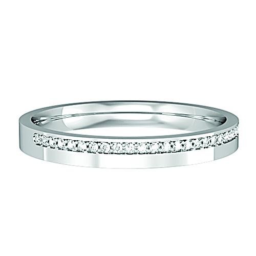 Platinum Diamond Set Flat Court Style Wedding Ring - 2.5mm Ring Michael Spiers   