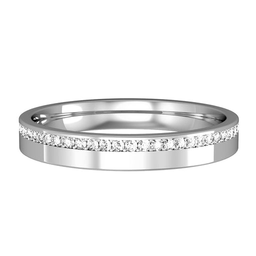 Platinum Flat Court Style Full Diamond Set Wedding Ring - 3mm Ring Michael Spiers   